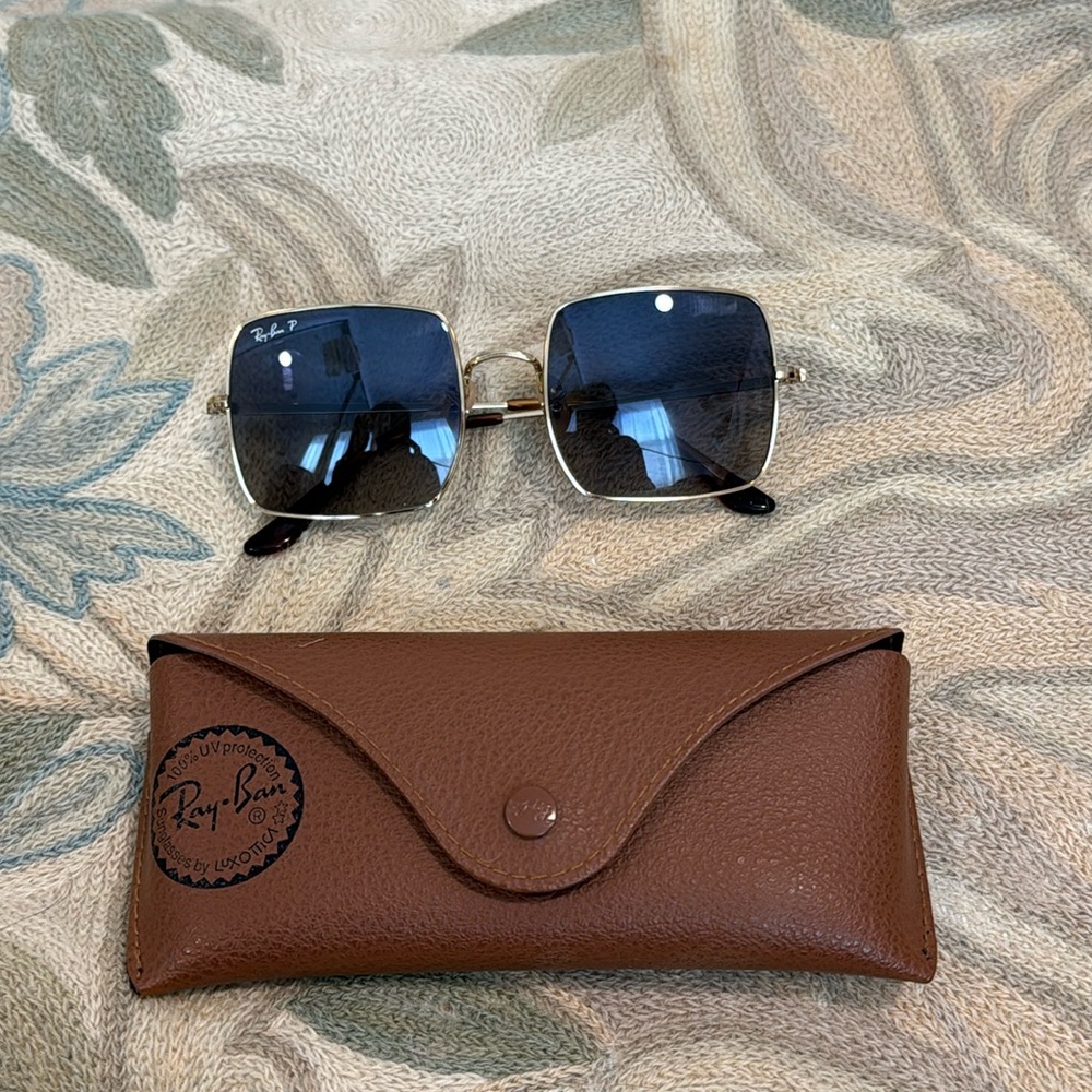 Ray-Ban Black and Gold Square Sunglasses RB9147/78